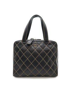 Chanel Wild Stitch CC Logo Tote Leather Black